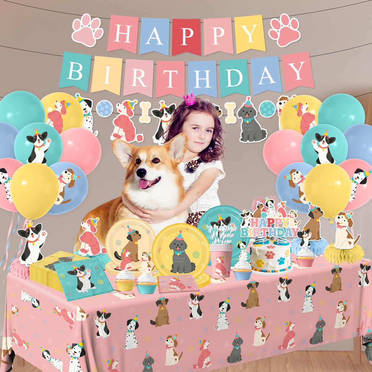 Dog Themed Birthday Party Decorations Puppy Birthday Party - Meuqeaju Official Imagery - 3