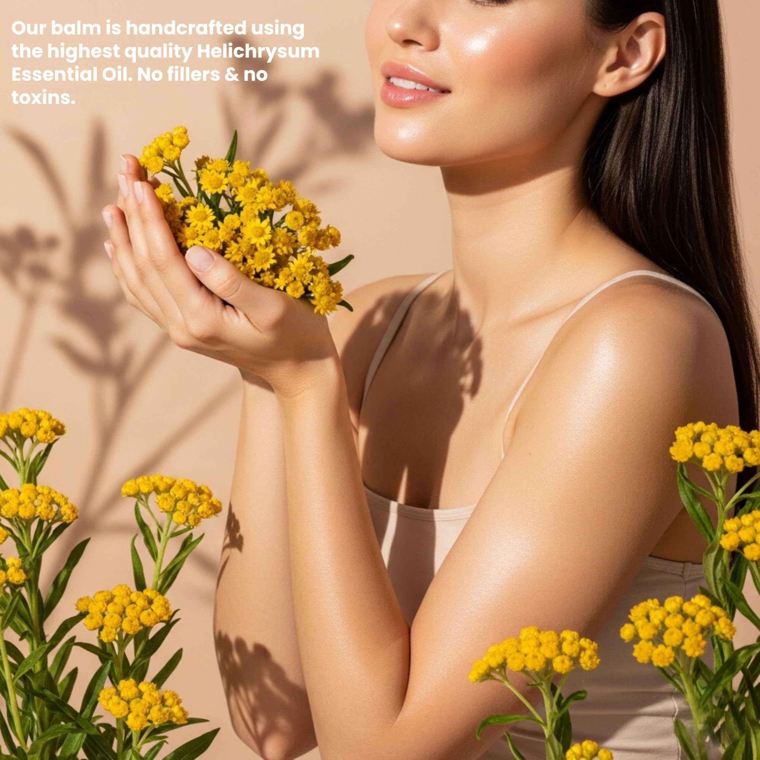Beauty Glow Organic Helichrysum Balm - 2 oz Helichrysum Gymnocephalium, Shea Butter, Beeswax, Jojoba Oil Ultra-Moisturizing, Skin Healing, Full Body Hydration