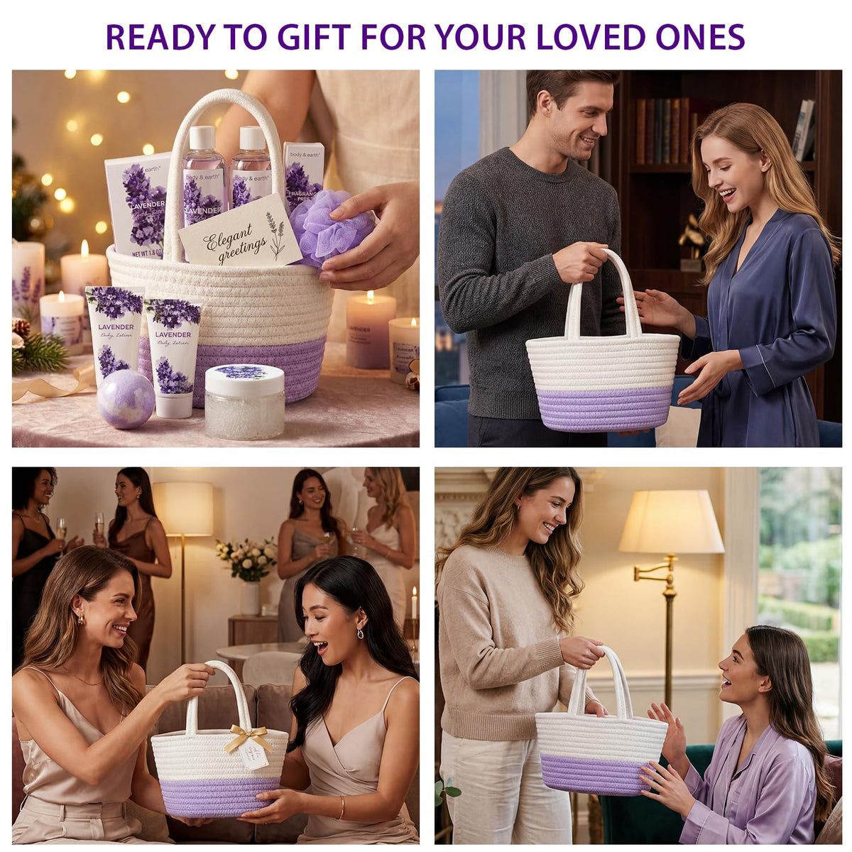 BODY EARTH Spa Gift Baskets for Women 11pcs Lavender Gift - BODY & EARTH Official Imagery - 8