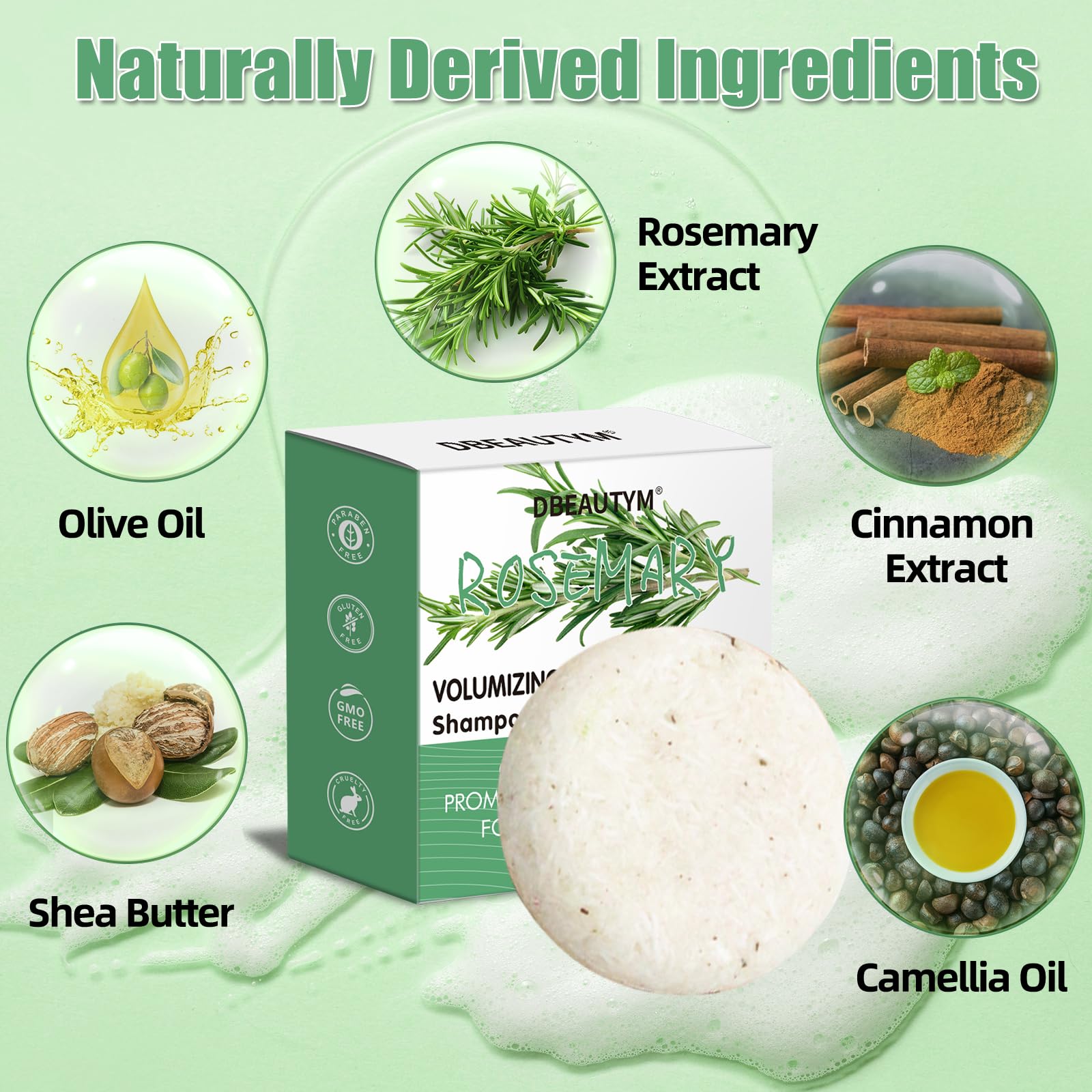 DBEAUTYM Rosemary Shampoo Bar for Hair Growth,Deep Cleansing for Scalp Hair - DBEAUTYM Official Product View 3