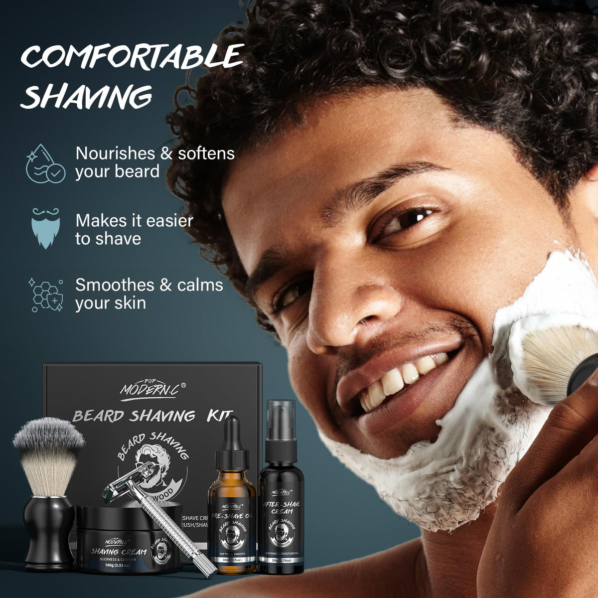 8Pcs Shaving Kit for Men Gift Basket for Christmas Birthday - POP MODERN.C Official Imagery - 3