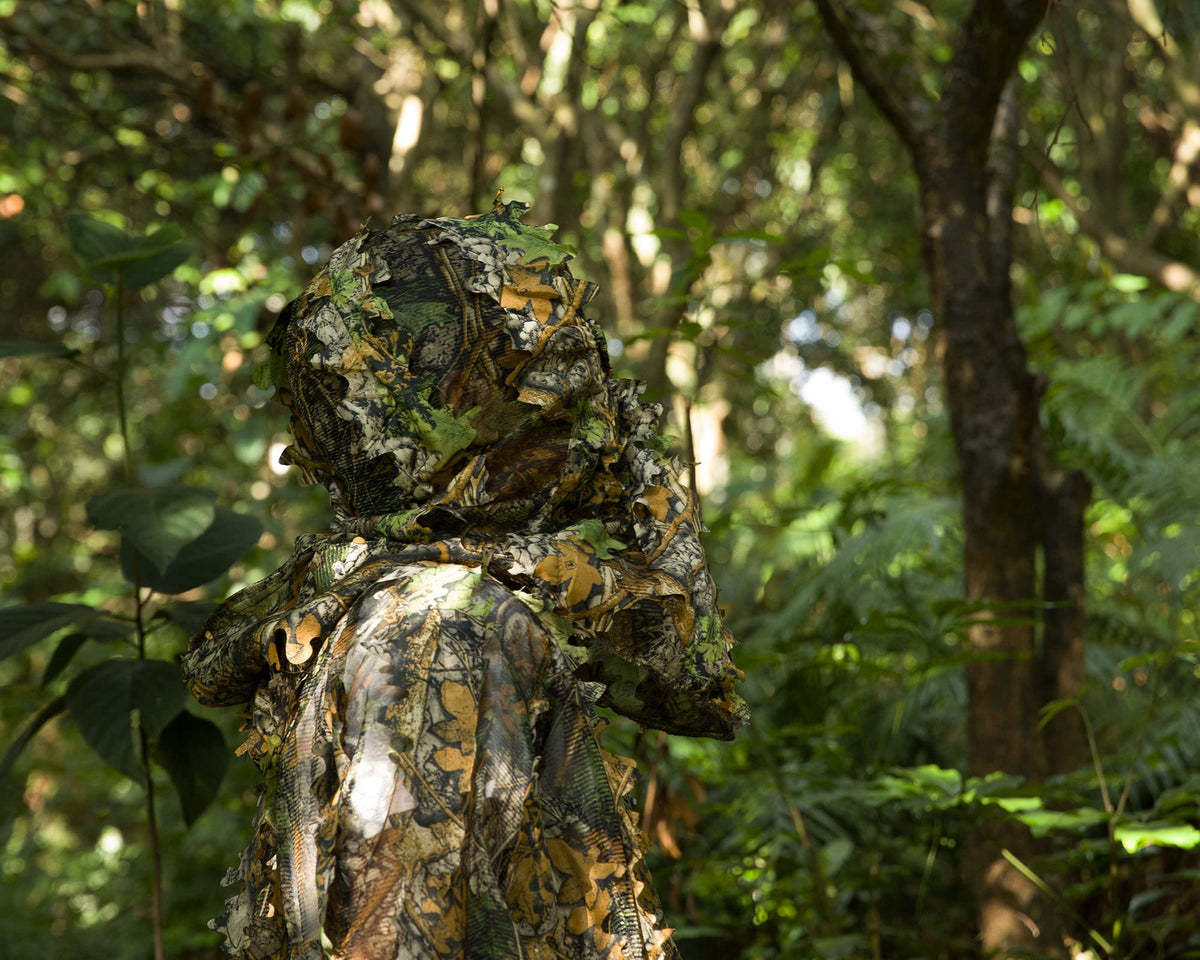 Ginsco Ghillie Suit Full Face Mask Gloves Set 3D Leafy Camo - Ginsco Official Imagery - 5