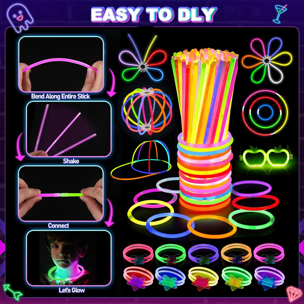 470pcs Glow in the Dark Party Supplies for Birthdays with - Bowskevm Official Imagery - 4