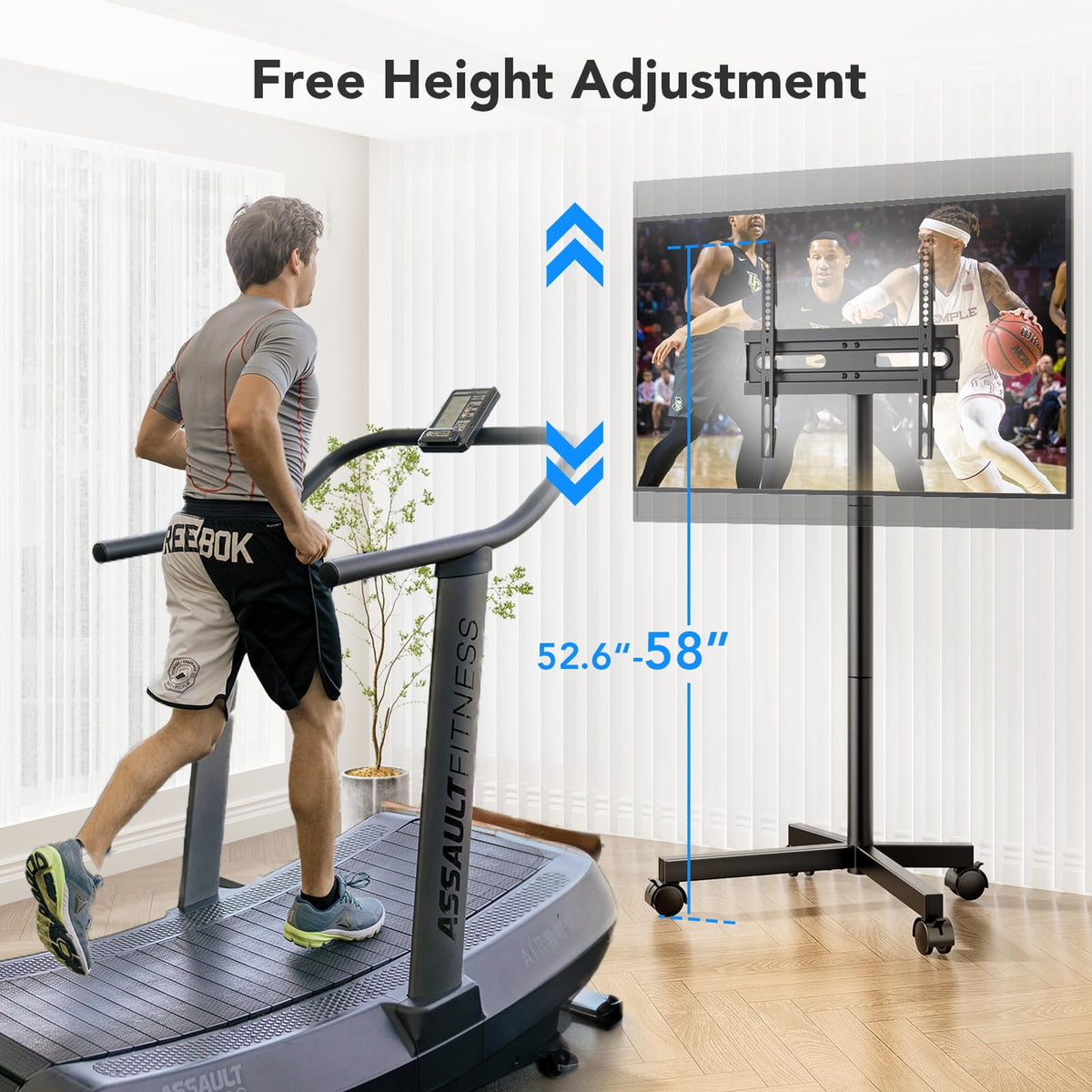 Mobile TV Cart Stand with Wheels for 23 60 tvs Height - AX WABER Official Imagery - 4