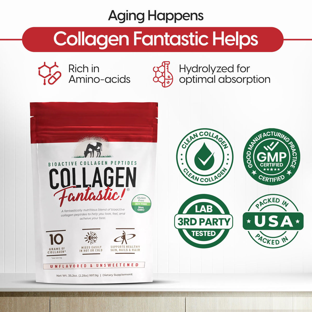 Collagen Peptides Powder Unflavored 2 2lb - Fantastic Nutrition Official Imagery - 7