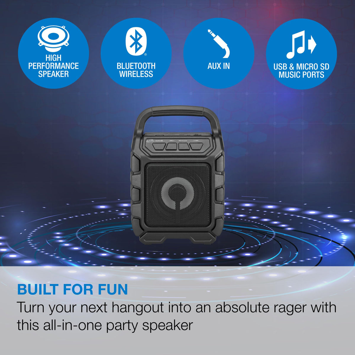 iLive Bluetooth Party Speaker with FM Radio USB SD Card LED - iLive Electronics Official Imagery - 7