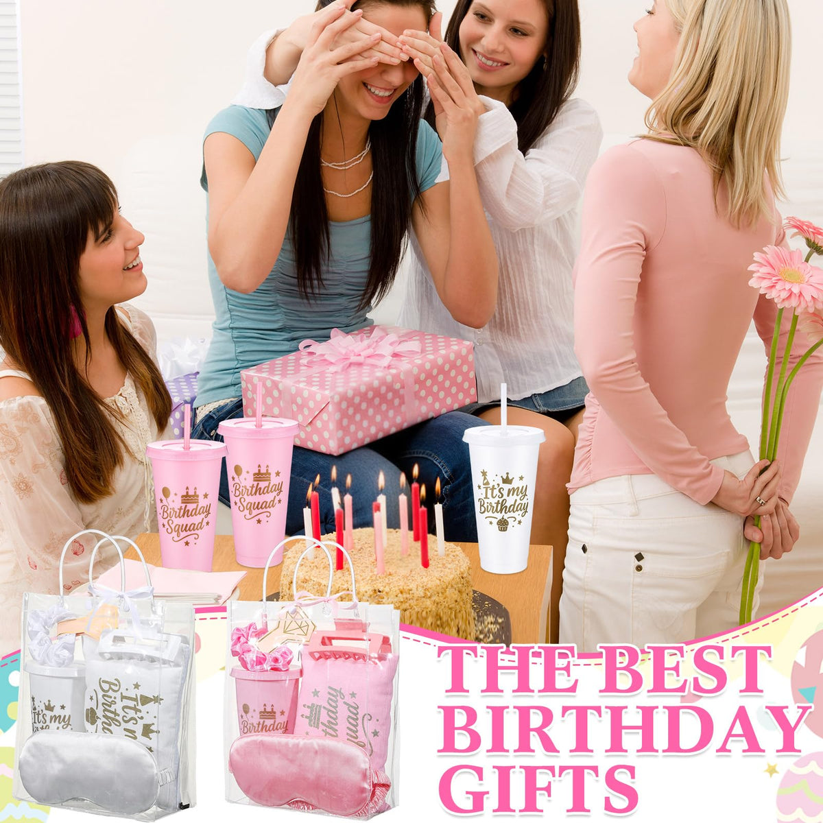 Birthday Squad Party Favors for Women Pink White 6 Sets - Ferrochef Official Imagery - 5