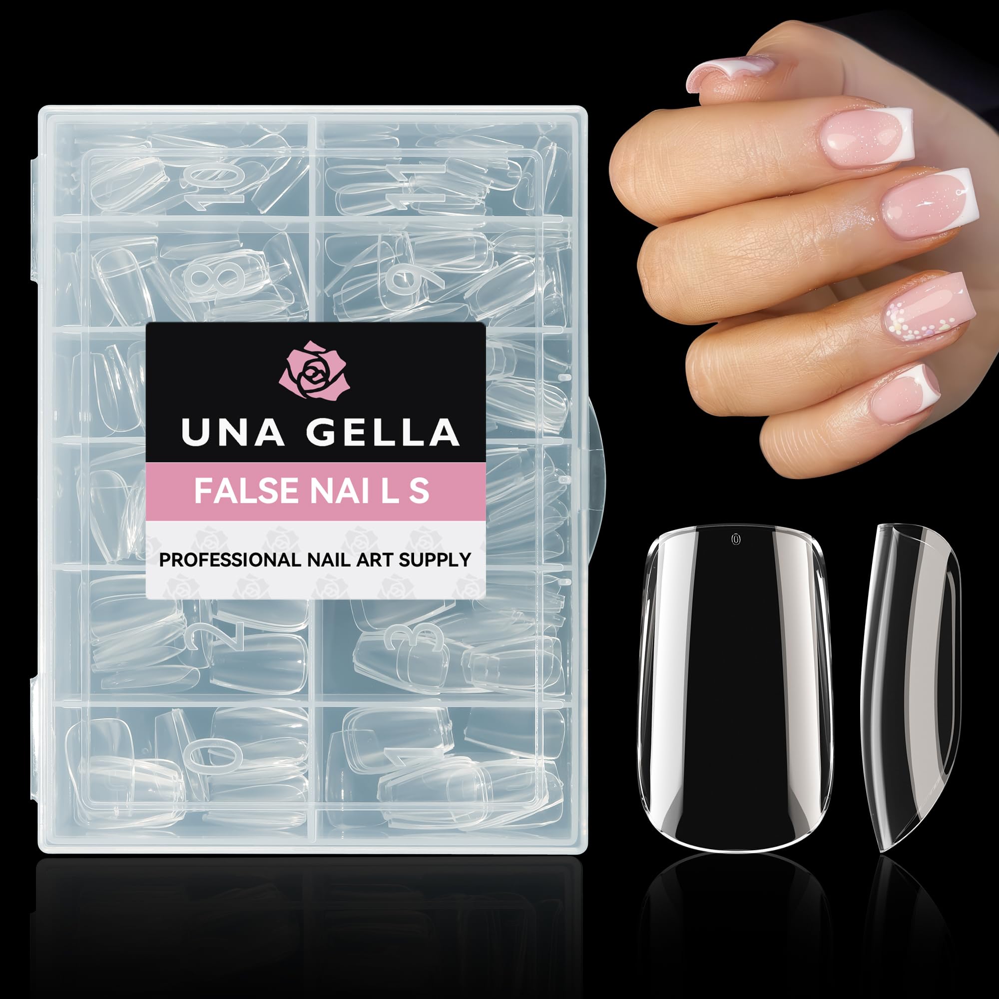 UNA GELLA 504pcs Short Square Gel Nail Tips – 12 Sizes