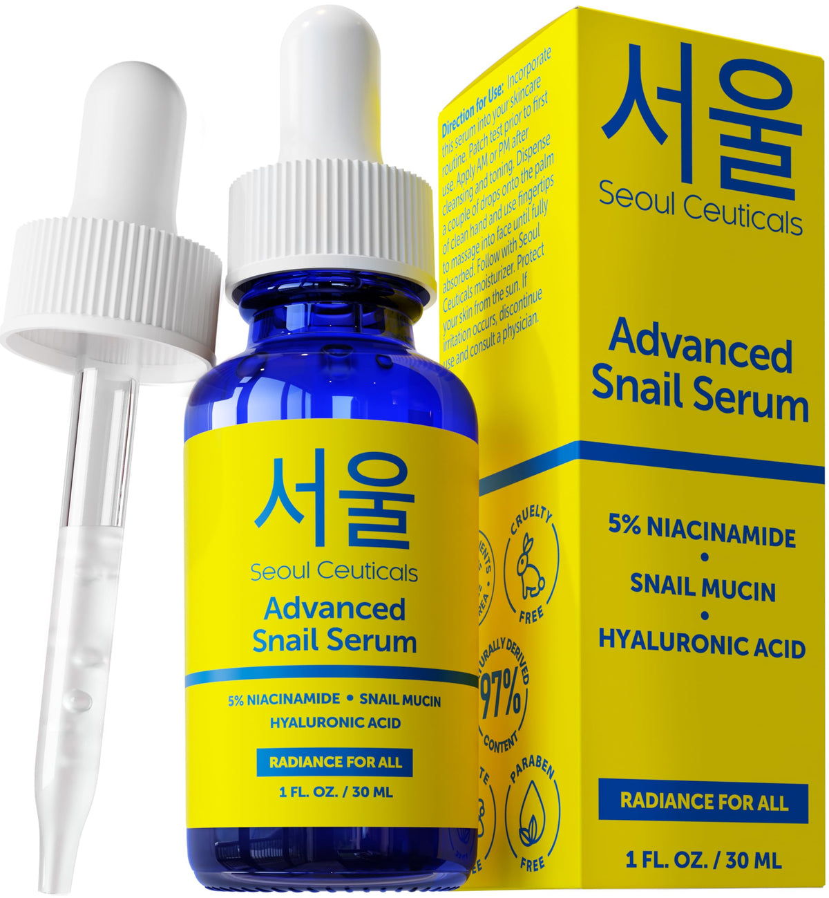 SeoulCeuticals Korean 5 Niacinamide Snail Mucin 97 5 Essence - SeoulCeuticals Official Product Imagery - 2