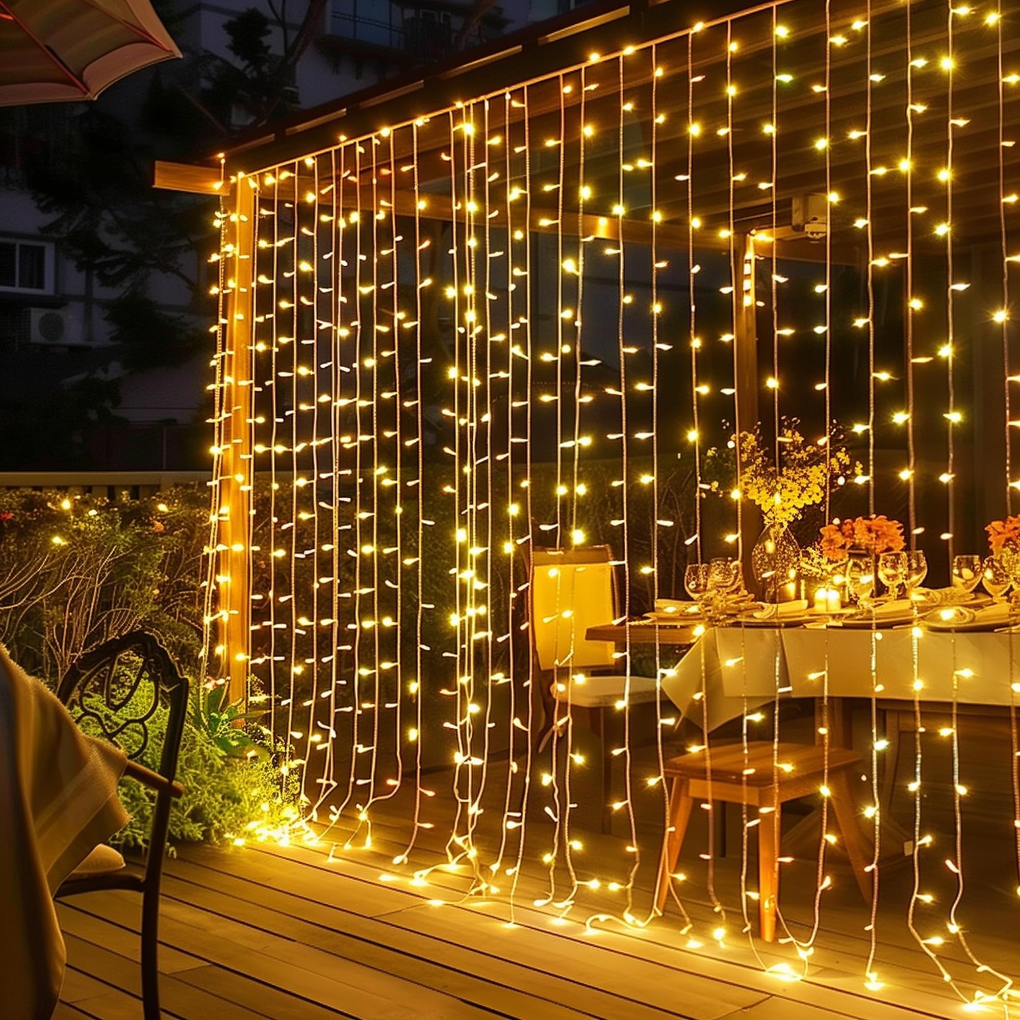 Dazzle Bright 300 LED Curtain Lights, Plug in Fairy Curtain - Product Imagery