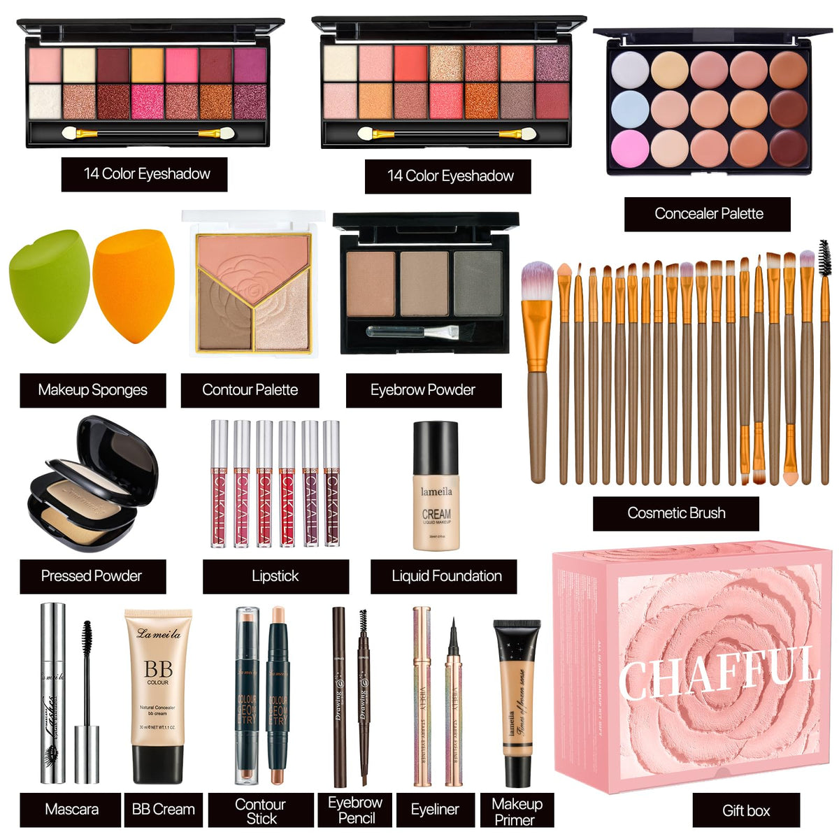 All in One Makeup Set for Women Full Kit Make Up Gift Set - CHAFFUL Official Imagery - 3