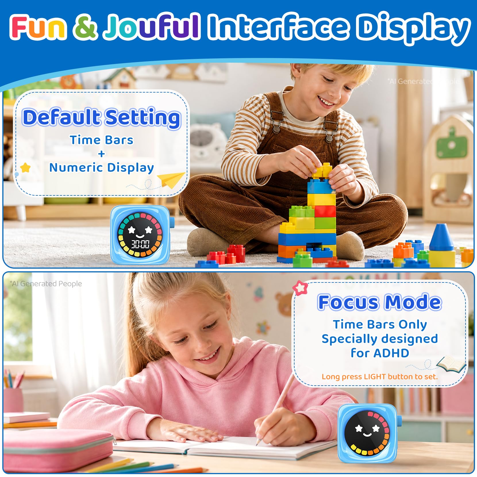 HAUKINIX Visual Timer for Kids ADHD, 99-Mins Digital Countdown/Stopwat - View 4
