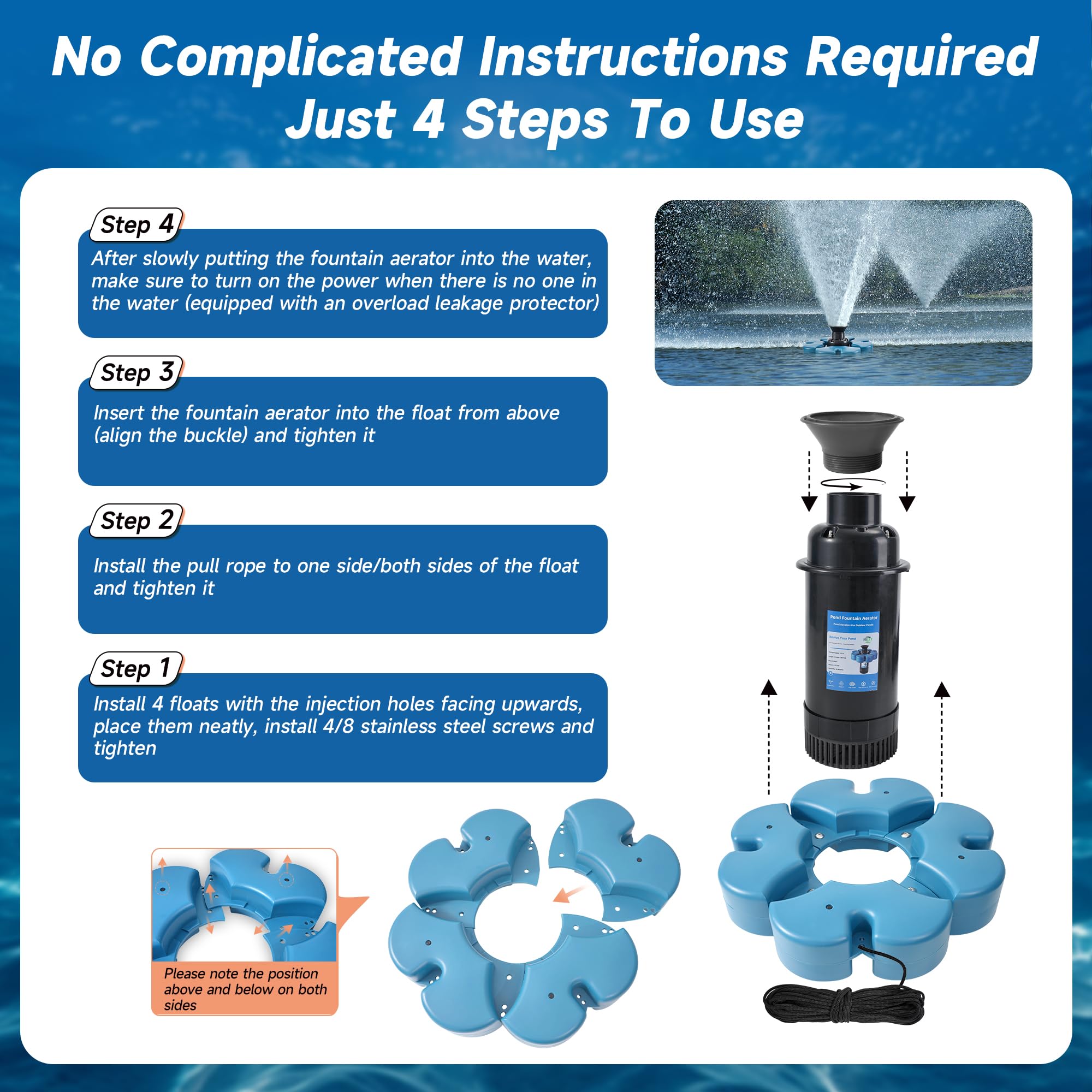 RELIY Pond Fountain Aerator, 1HP 110V 15000 GPH Fountain Pump, Fu - RELIY Official Product View 6