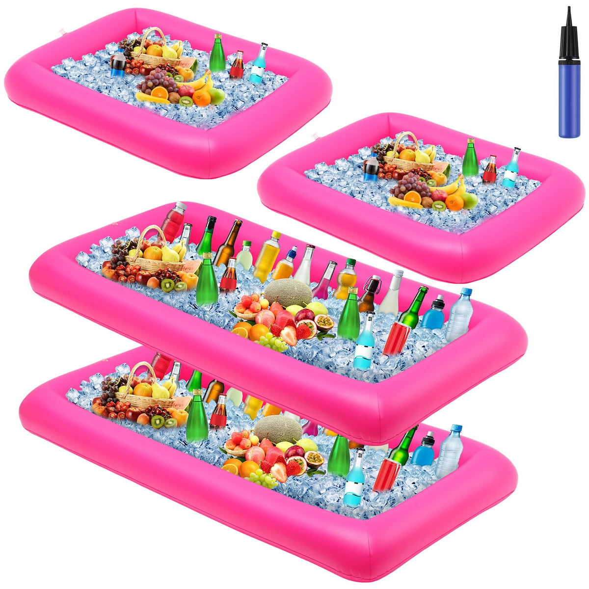 4 Pcs Inflatable Serving Bar Drink Cooler Ice Tray for Food - Leitee Official Imagery - 1