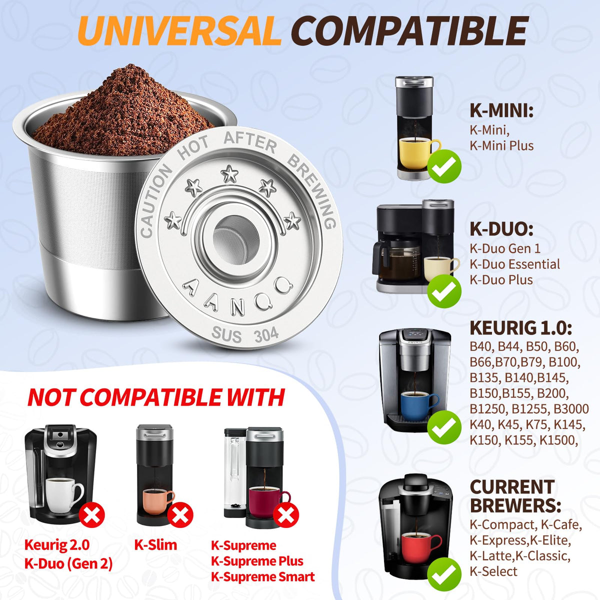 AANQQ 4 Pack Reusable K Cup Pods for Keurig All Stainless - AANQQ Official Imagery - 3