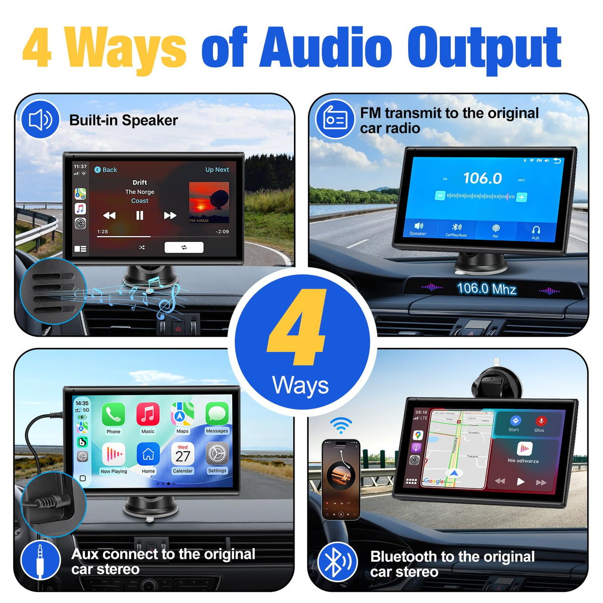 Carplay Screen for Car 7 inch Wireless Carplay Android Auto - YREVTM Official Imagery - 7