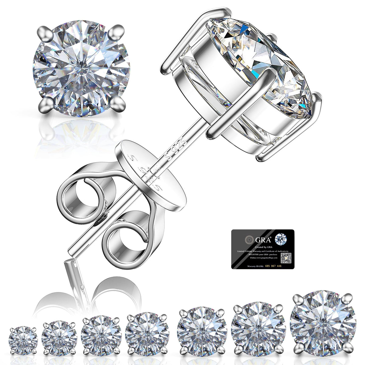 Moissanite Stud Earrings for Women Men 0 3 3 0CT Solid 925 - GIGAVOX Official Imagery - 1