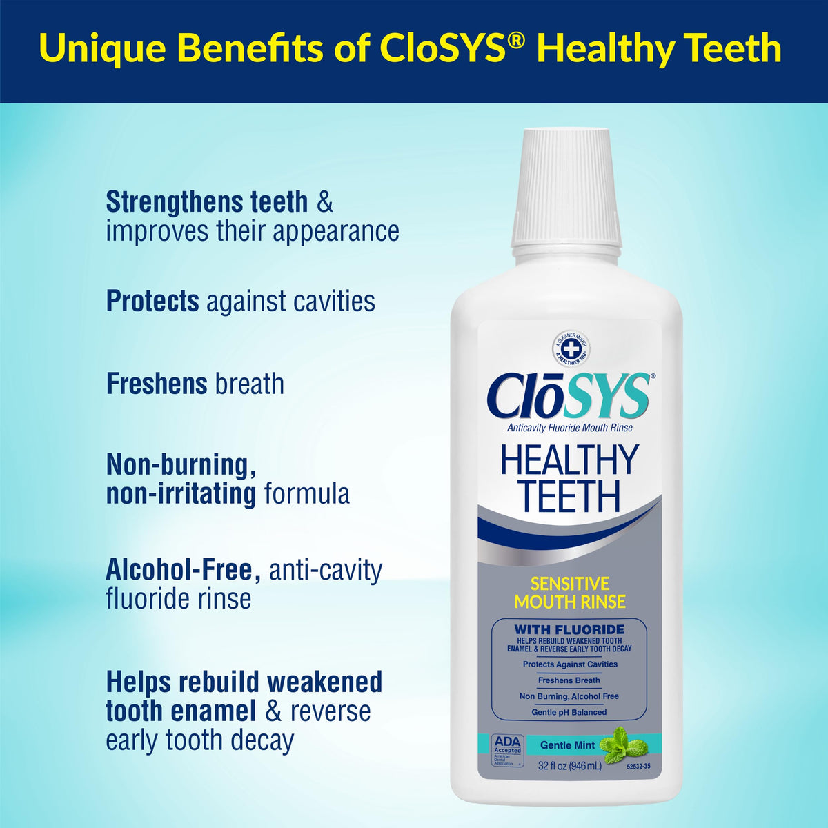 CloSYS Silver Healthy Teeth Anti Cavity Oral Rinse 32 Fl Oz - CloSYS Official Imagery - 4