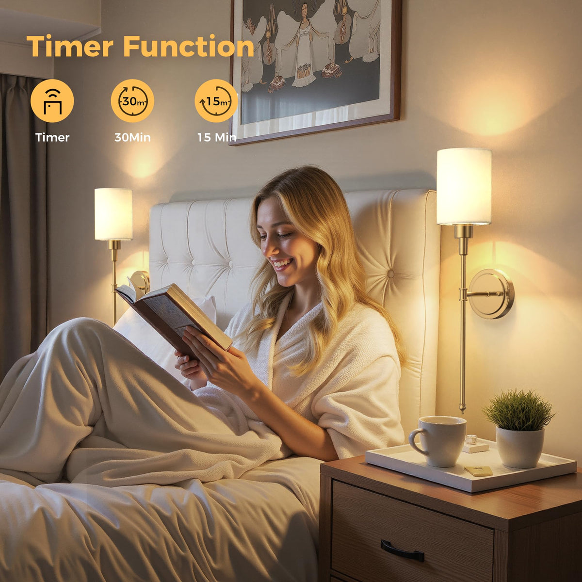 Battery Operated Wall Sconce Set of 2 Wireless Wall Lights - DORESshop Official Imagery - 6