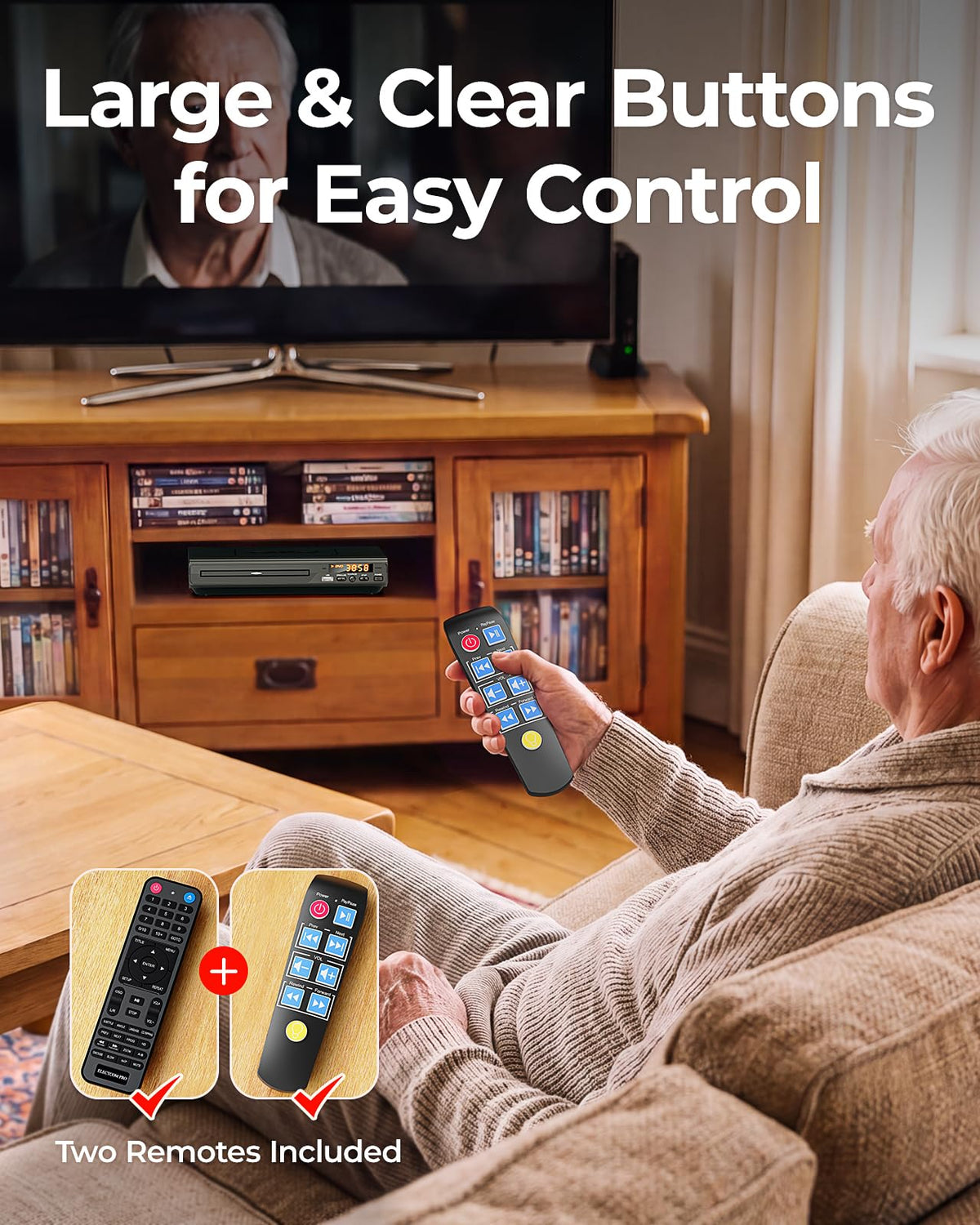 ELECTCOM PRO Region Free DVD Player for TV with Large Button - ELECTCOM PRO Official Imagery - 3