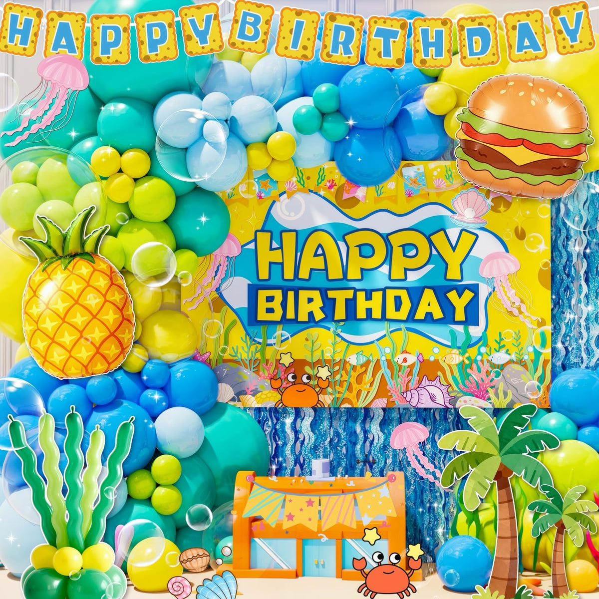Daidle Sponge Birthday Decorations Kit 153Pcs Under the Sea - Daidle Official Imagery - 1
