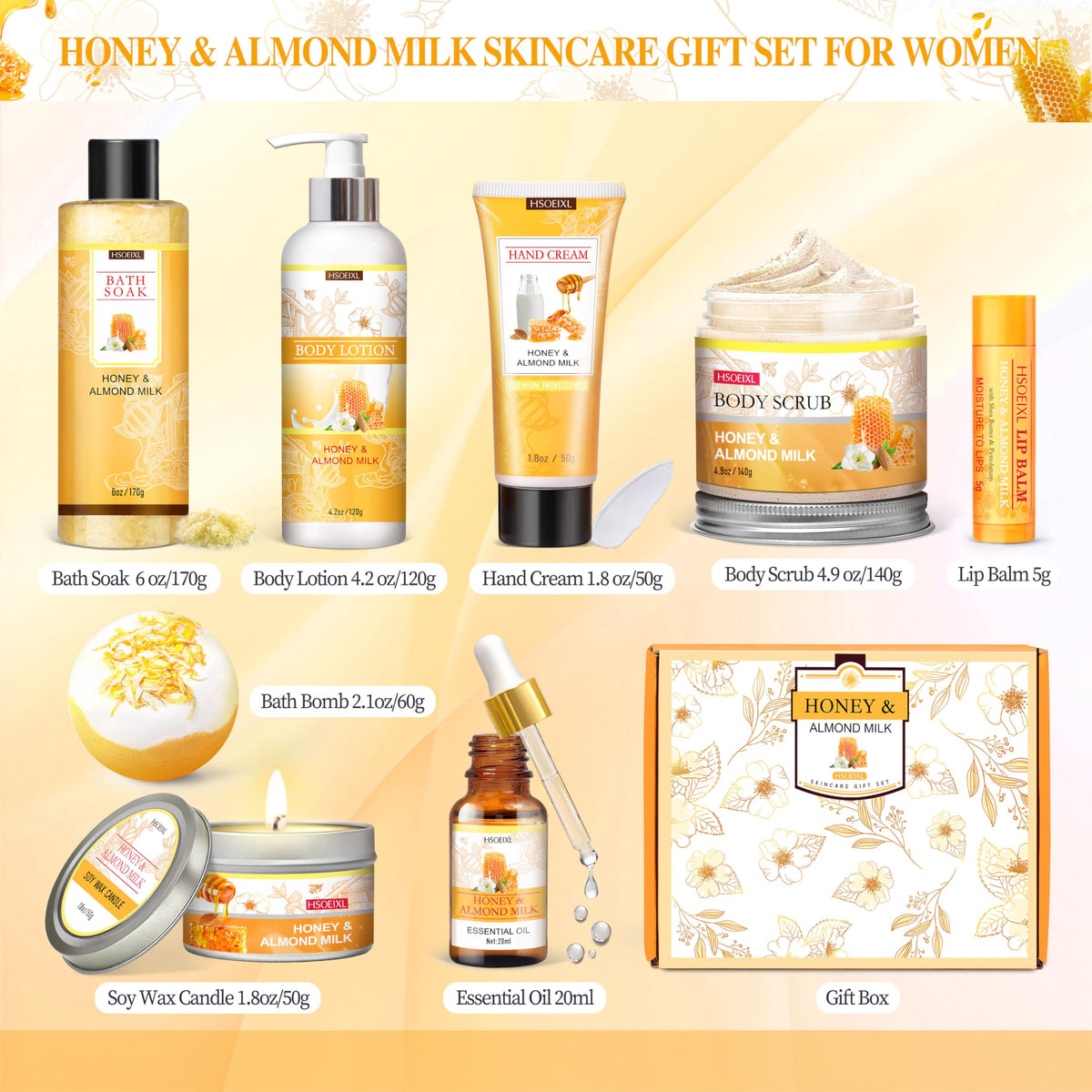 Birthday Gifts for Women 9PCS Almond Milk Honey Bath and - HSOEIXL Official Imagery - 3