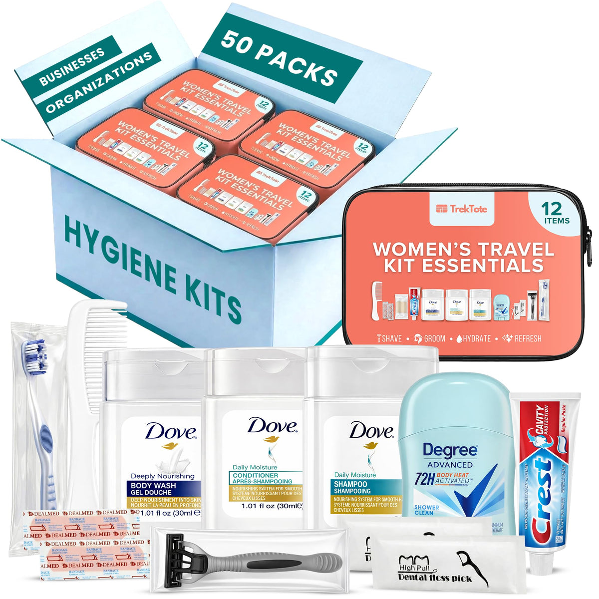 Bulk Hygiene Kits for Women Premium Name Brand Outreach - TREKTOTE Official Imagery - 3