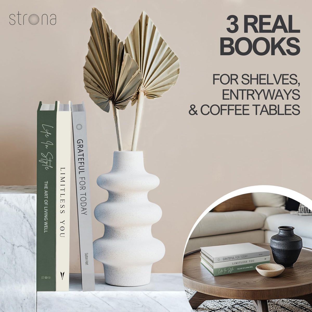 Olive Green Decorative Books for Home Decor - STRONA Official Imagery - 5