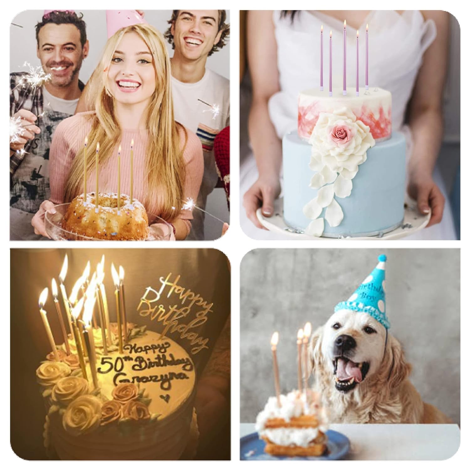 PHD CAKE Gold Long Thin Metallic Birthday Candles, Cake Candles, Birthday Parties, Wedding Decorati