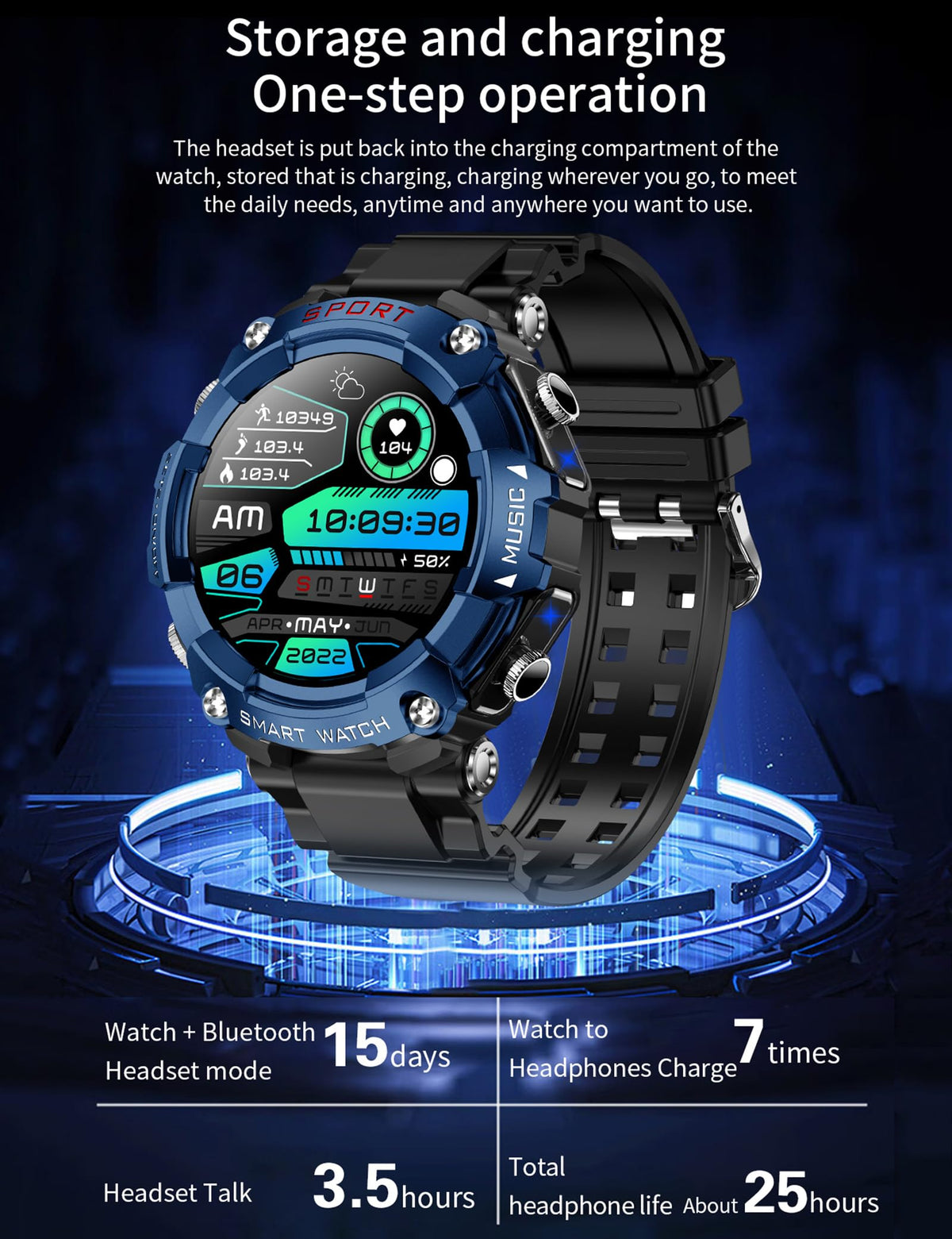 Smart Watch with Earbuds for Men Smart Watches for Android - ATEVIX Official Imagery - 5