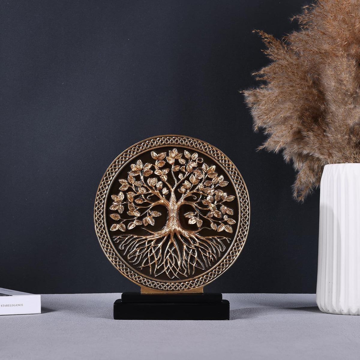 Abstract Circular Tree of Life Decorative Sculpture Black - DOVDOV Official Imagery - 6