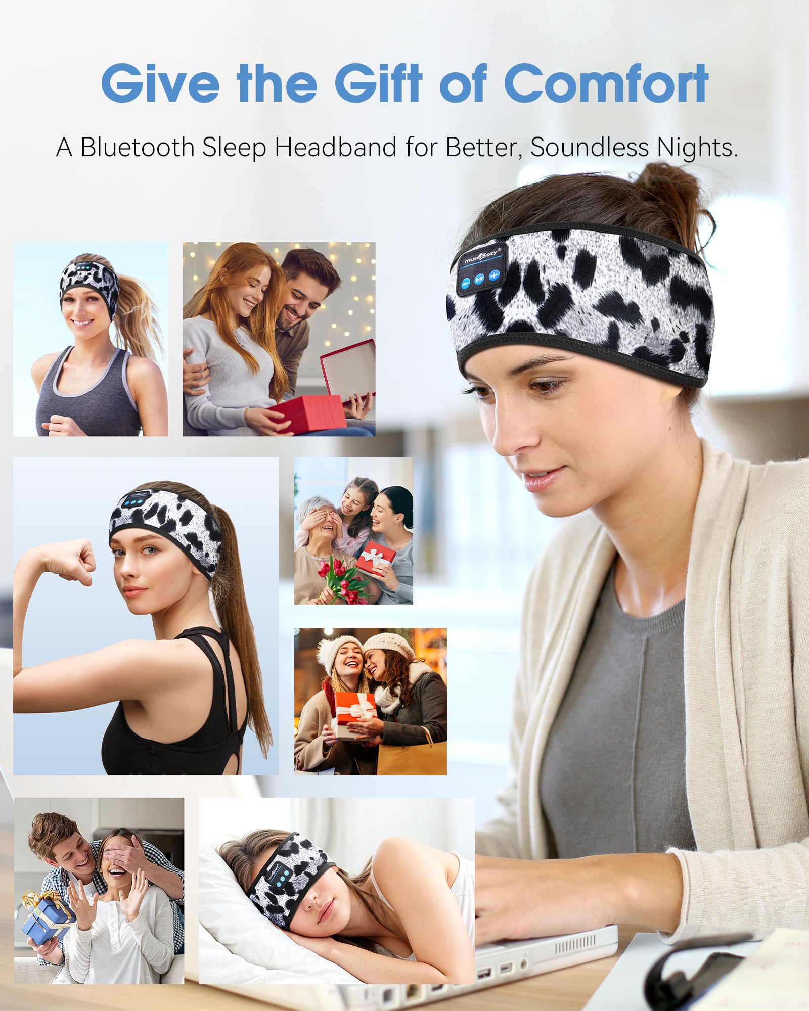 MUSICOZY Sleep Headphones Bluetooth Headband Headphones for Side - MUSICOZY Official Product View 6
