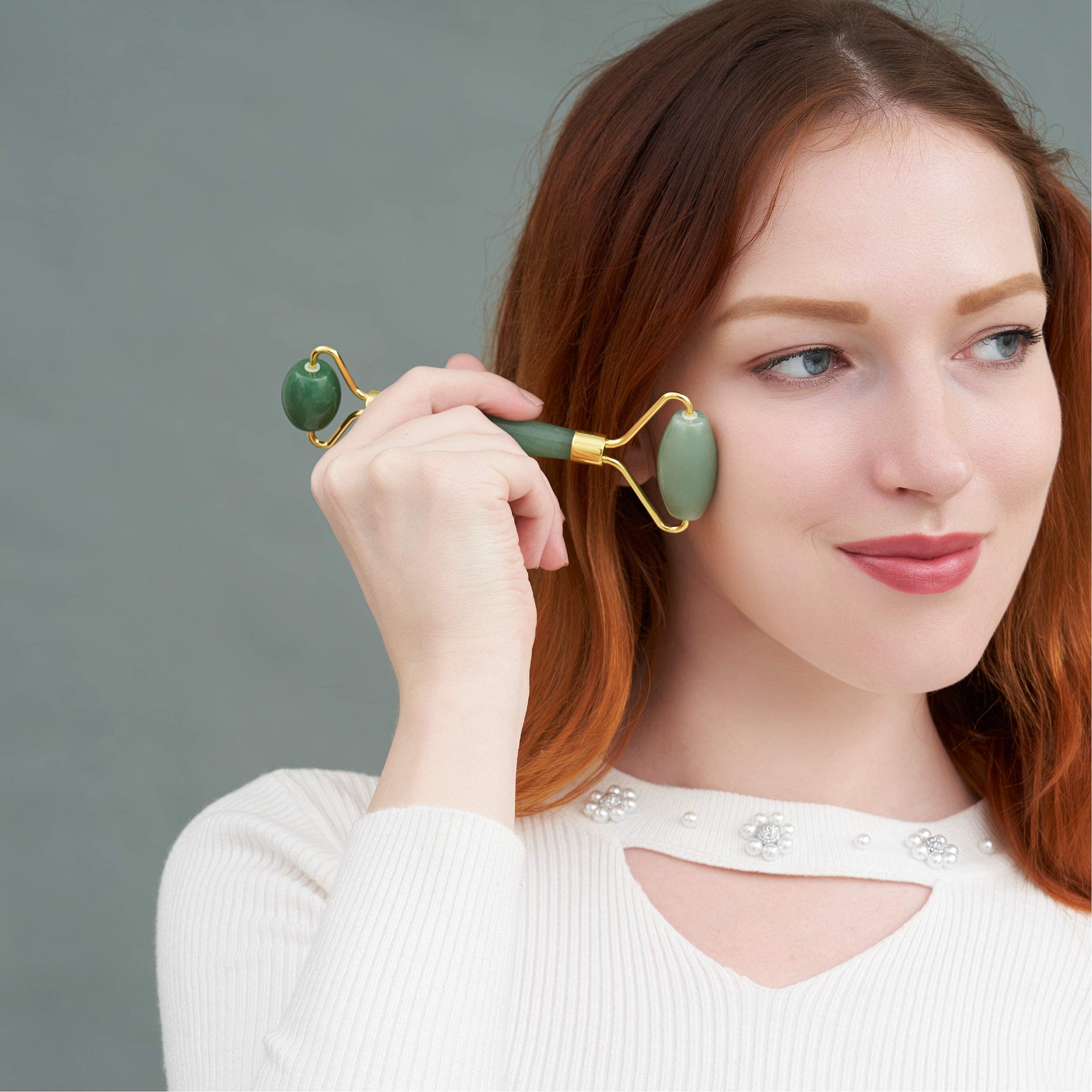 ETHONS Jade Roller and Gua Sha Set for facial massage, featuring a microcurrent facial machine for skin rejuvenation.