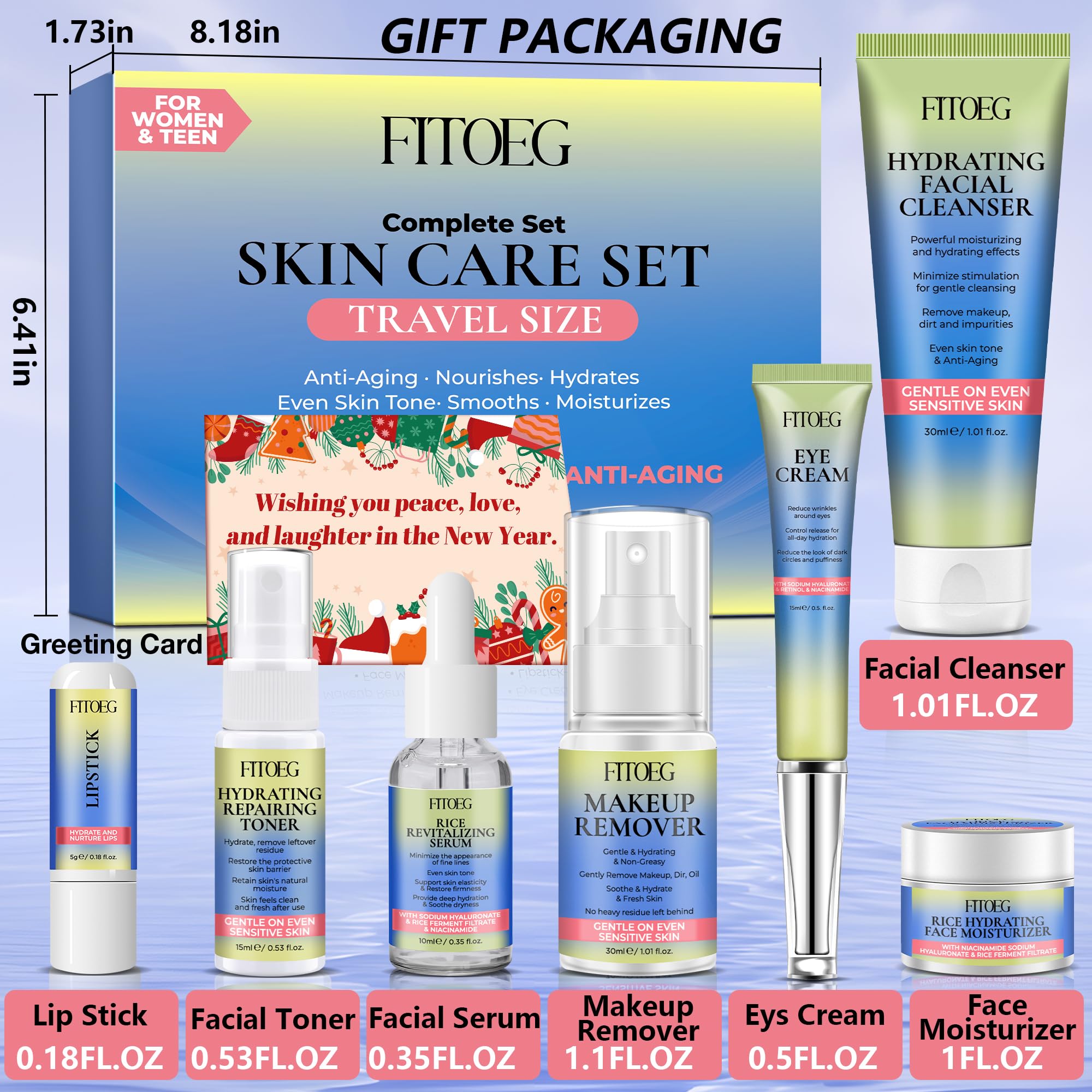 Skin Care for Teens,Gentle Hydrating Skin Care Set Kit with - FITOEG