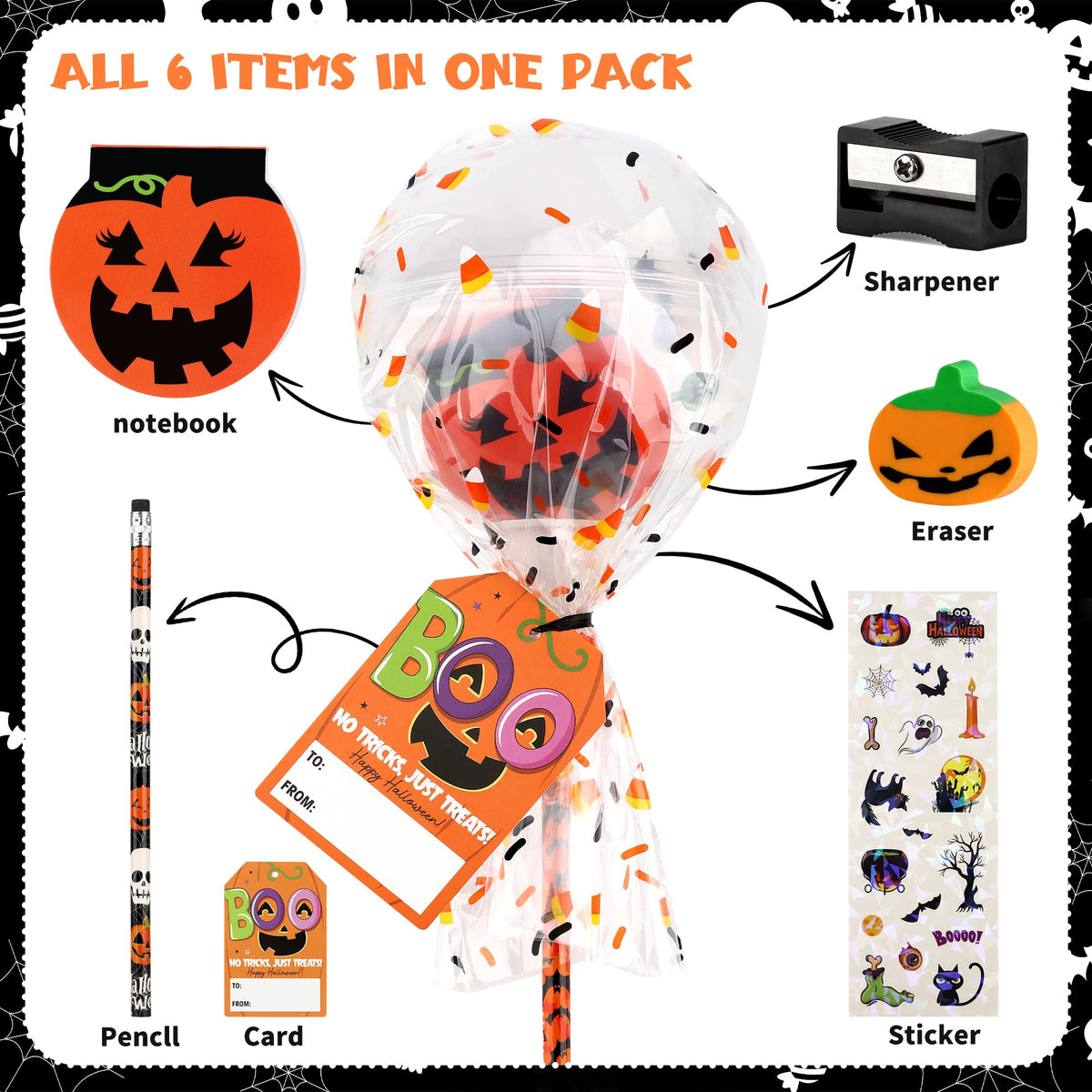 Halloween Classroom Favors Non Candy Lollipop Stationery Kit - POPGIFTU Official Imagery - 5