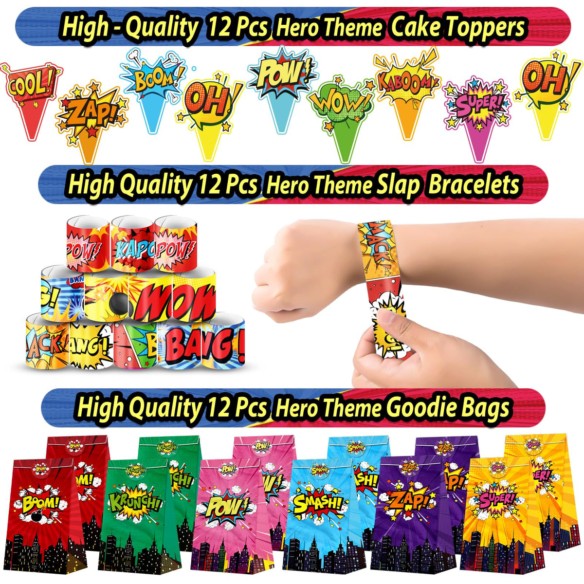 220PCS Hero Party Favors Kit Birthday Supplies Includes - Fumogym Official Imagery - 7