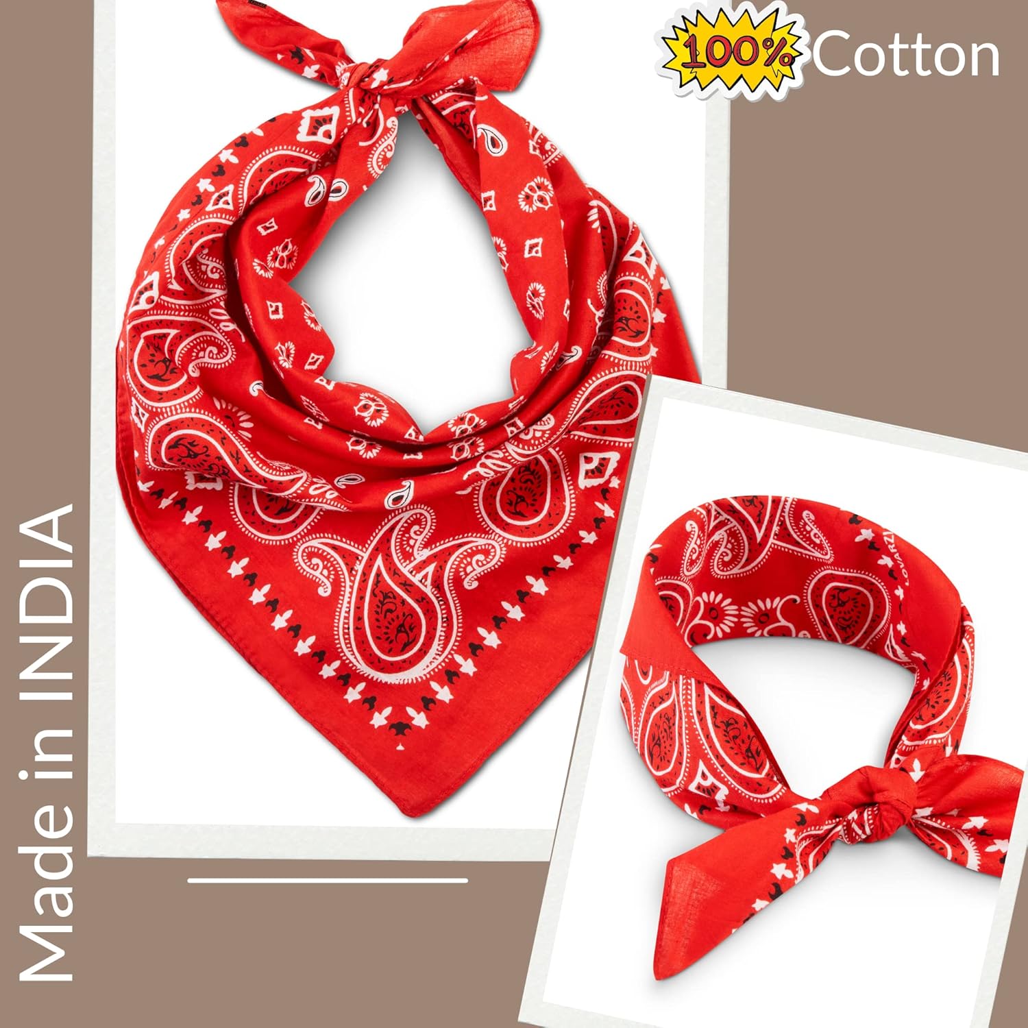 LOVARZI premium cotton bandana scarf for men and women, versatile neck and headwear suitable for sports and outdoor activities.