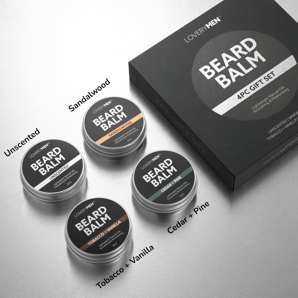 LOVERY Beard Balm for Men Gift Set in Unscented Sandalwood - LOVERY Official Imagery - 7