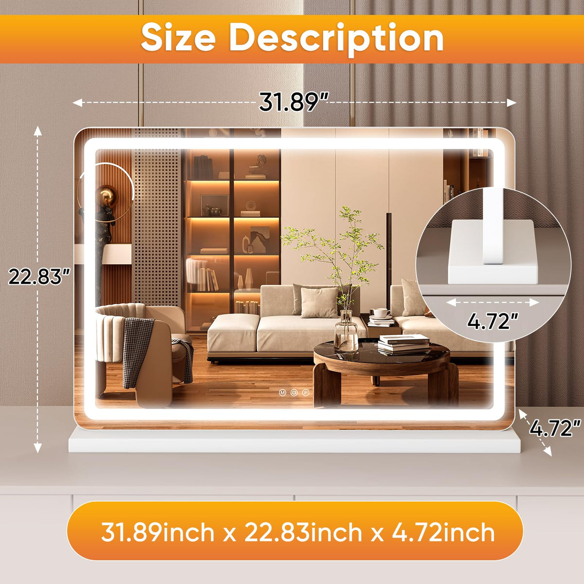 Sweetcrispy 22 x32 LED Vanity Mirror with Lights Extra Large - Sweetcrispy Official Imagery - 3