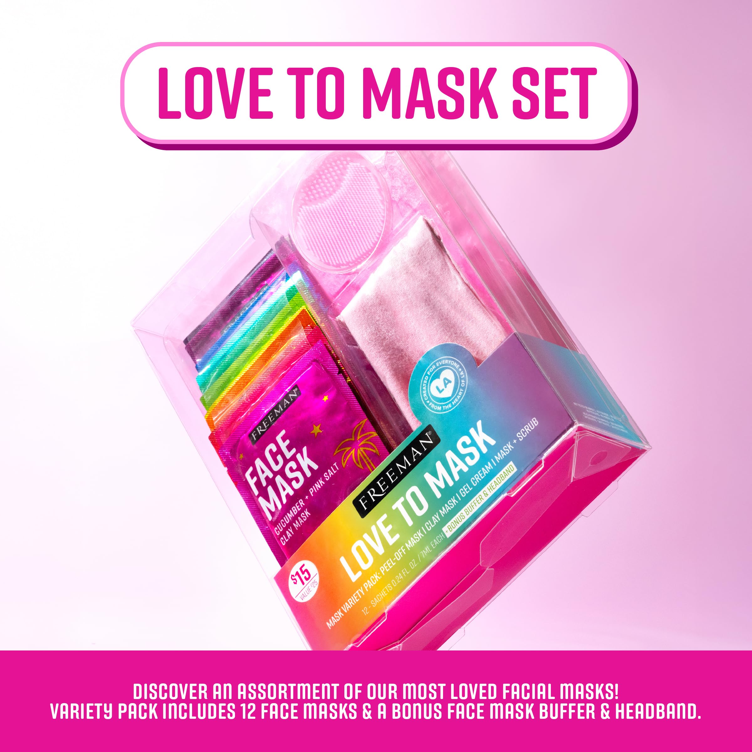 Freeman 14 Piece Love To Mask Variety Pack, Face Masks - Freeman
