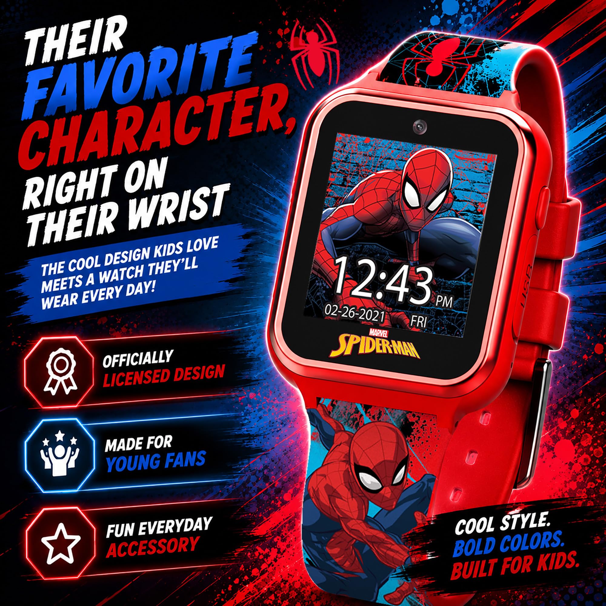 Accutime Marvel Spider-Man Red Educational Touchscreen Smart Watch Toy - View 2
