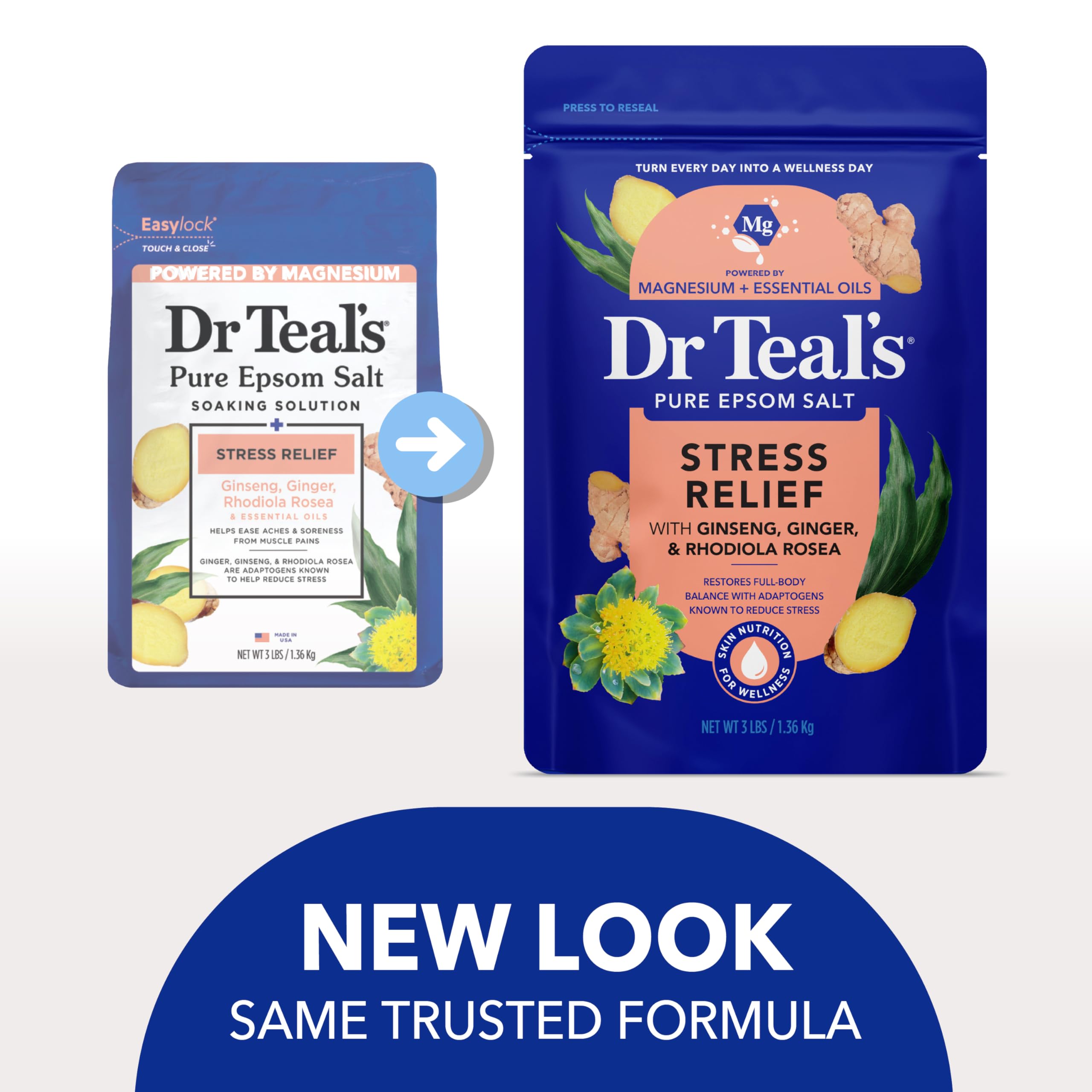 Dr Teal's Epsom Salt Stress Relief Soak with Ginseng & Ginger