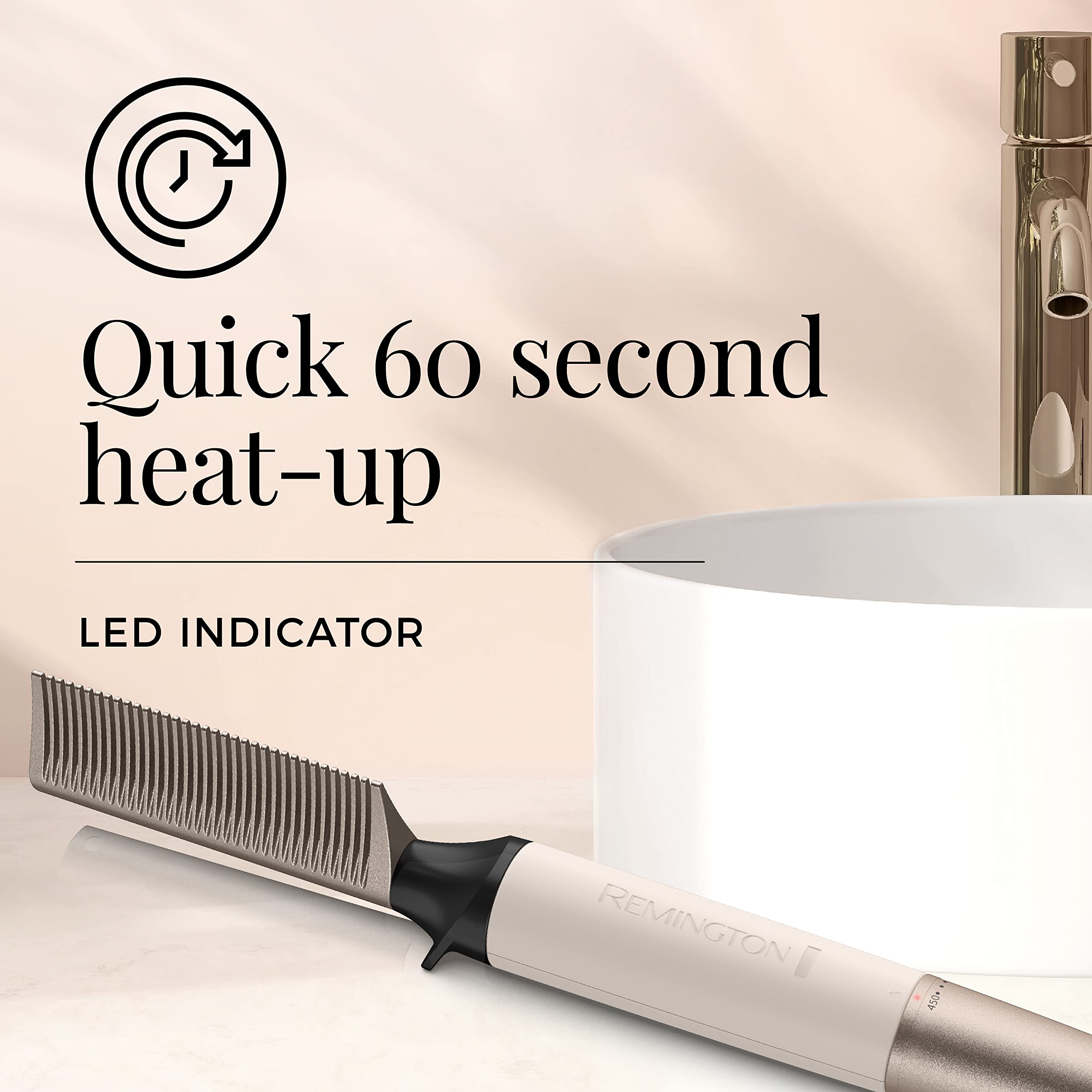 Remington® Shea Soft Hot Comb Hair Straightener, 450°F Heat, Ivory