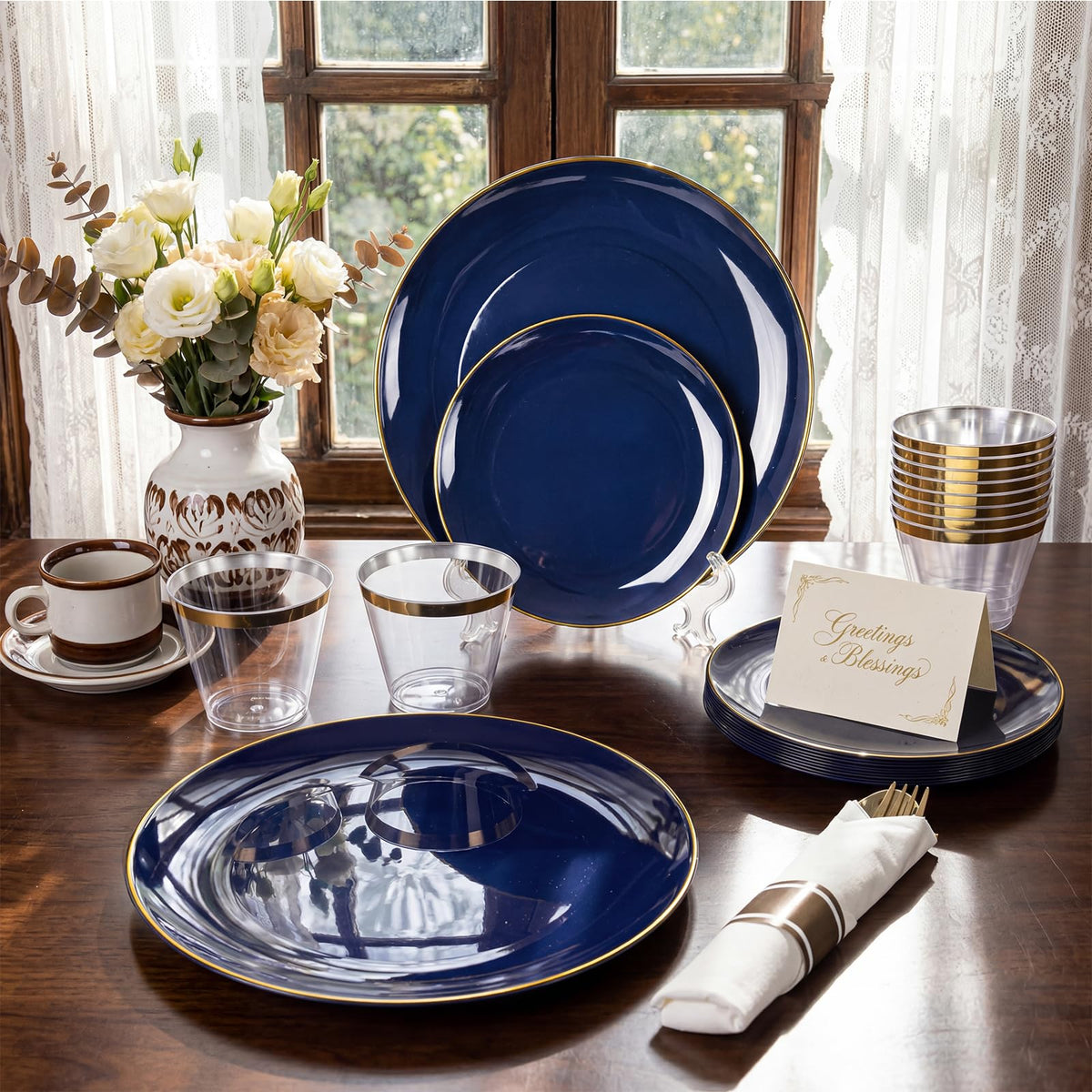 175Pcs Blue Plastic Plates - KIRE Official Imagery - 8