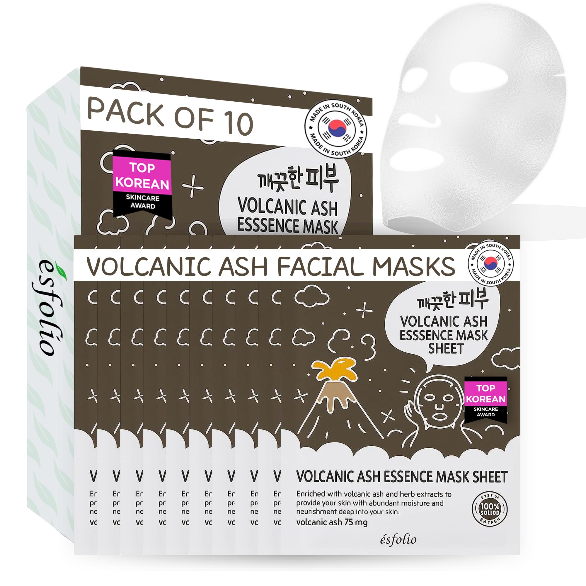 esfolio Volcanic Ash Face Mask – Deep Cleansing Korean Sheet - esfolio