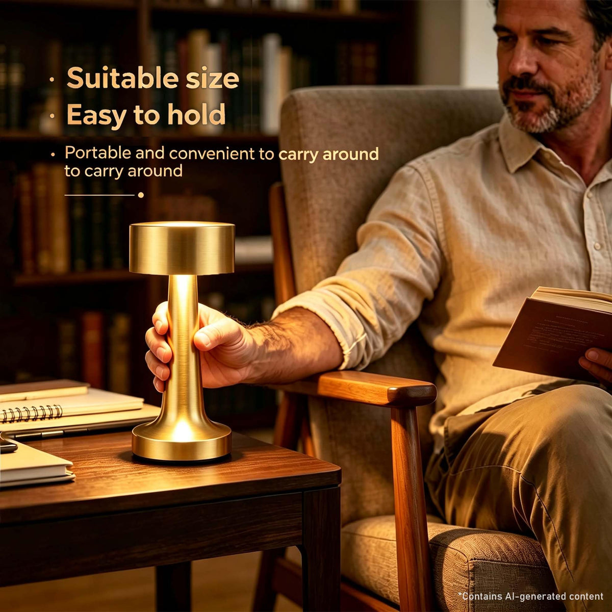 HPUFKOT Portable LED Table Lamp 3 Levels Brightness Metal - HPUFKOT Official Imagery - 6