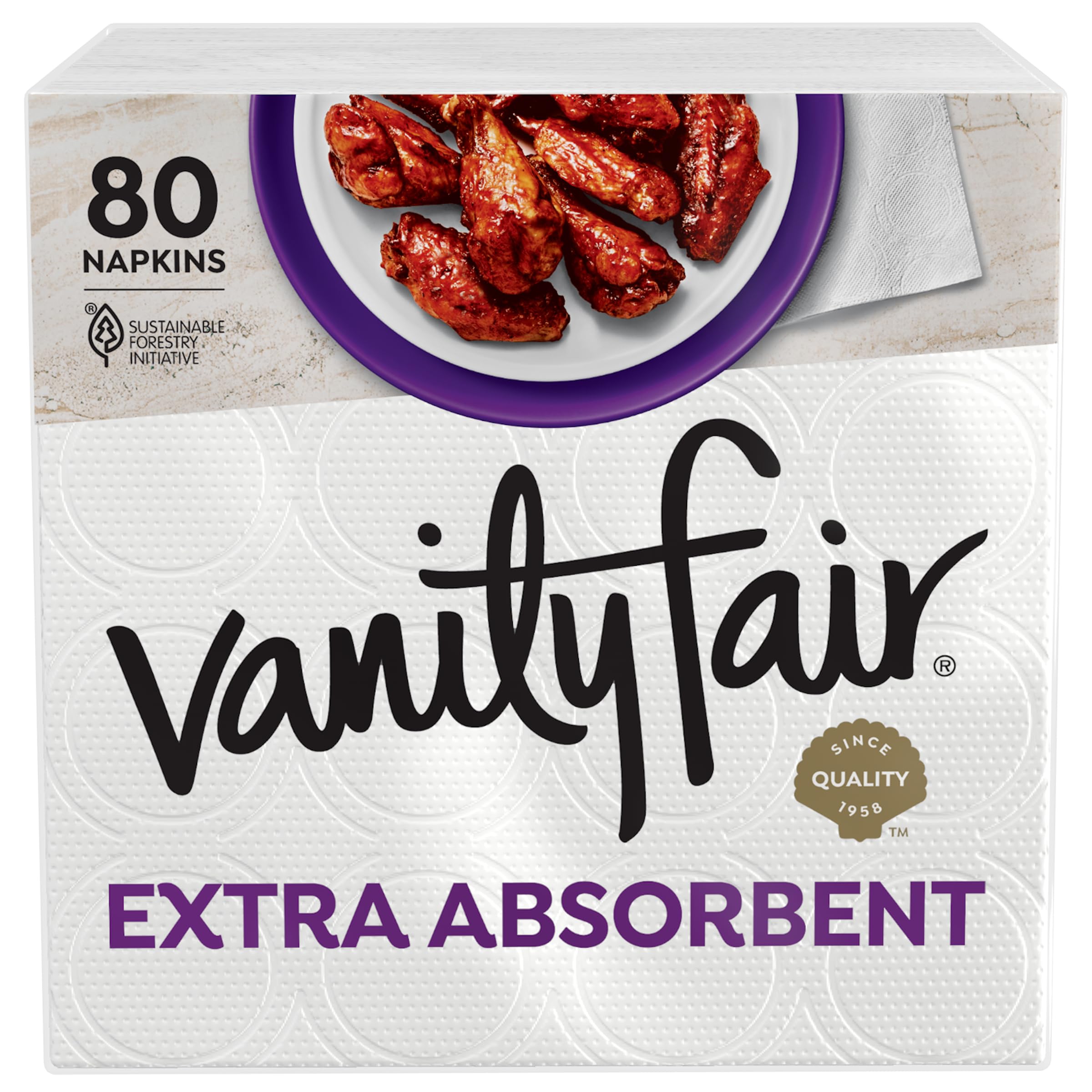 Vanity Fair Napkins, Extra Absorbent Premium Paper Napkins, 80 - Product Imagery