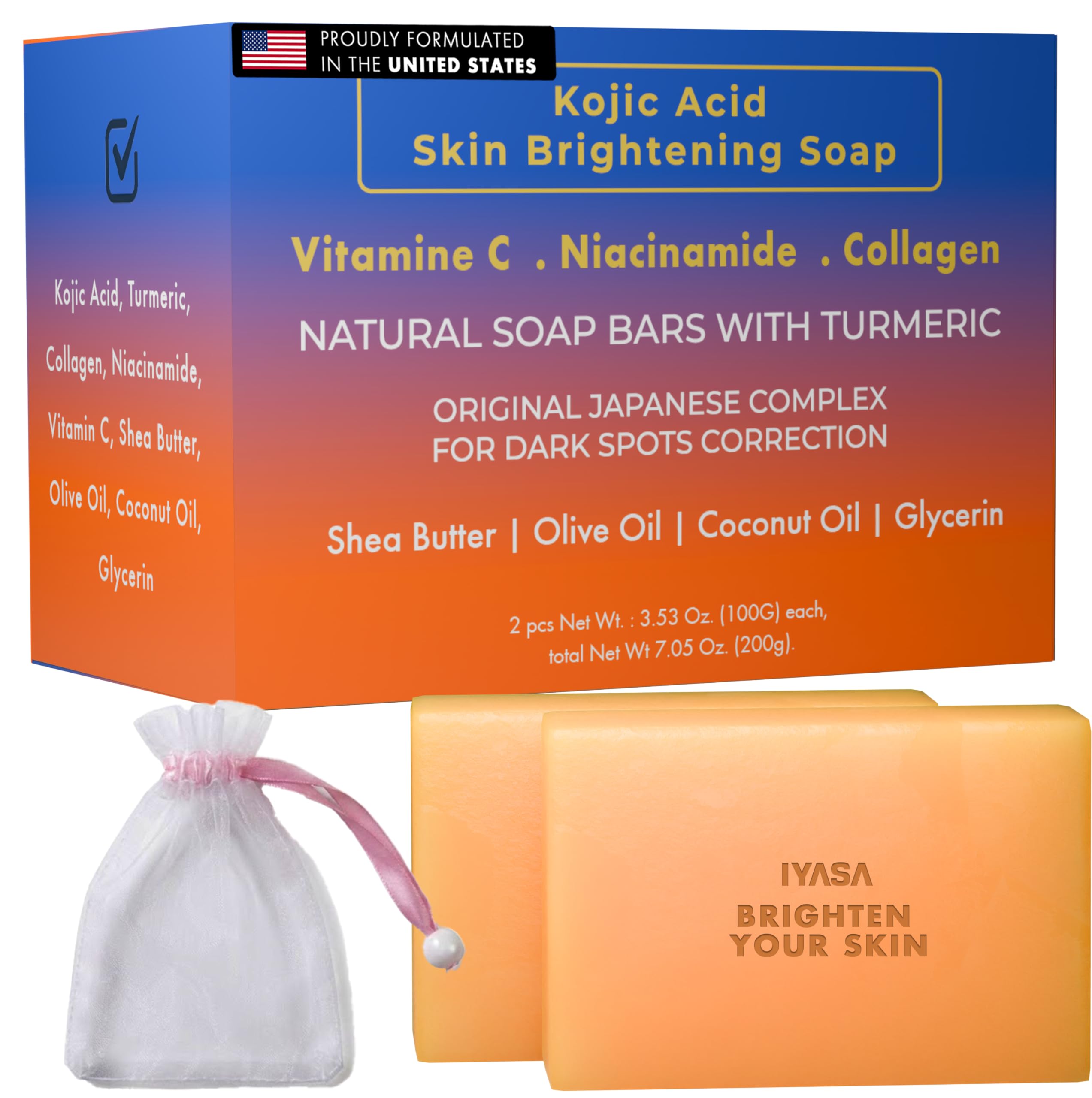 IYASA Kojic Acid Soap for Dark Spots – Turmeric Brightening Bar - Product Imagery