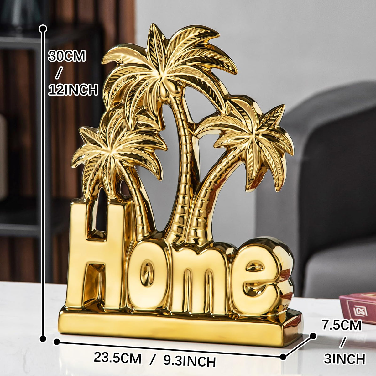 Ceramics Golden Coconut Tree Statue Gold Tree Decor Home - NewSangXia Official Imagery - 4