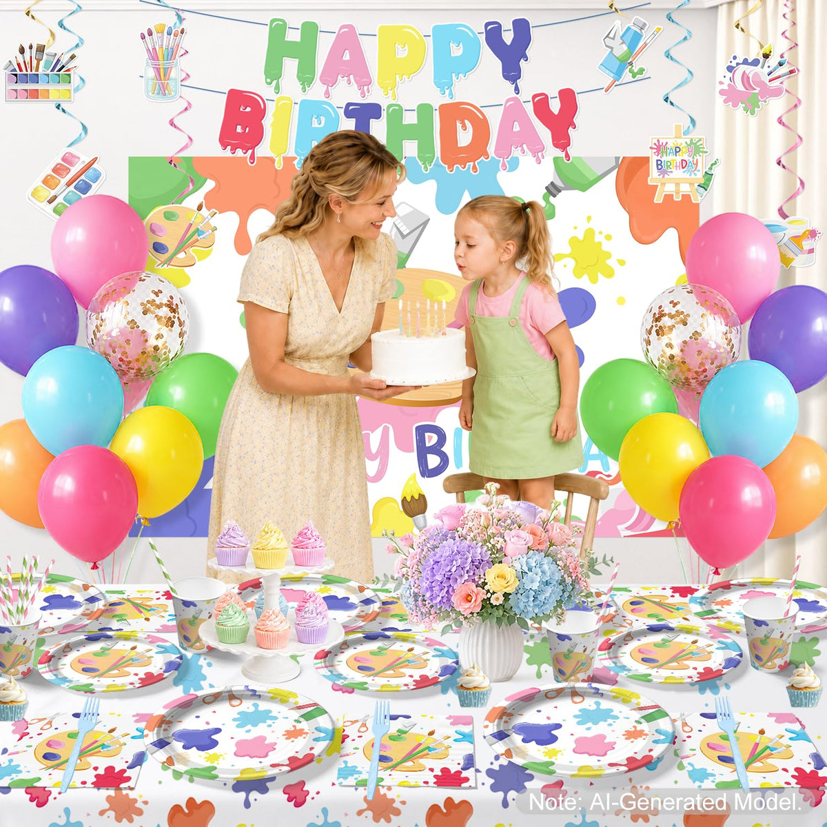 Xynic 211pcs Art Party Decorations Complete Tableware Set - Xynic Official Imagery - 5